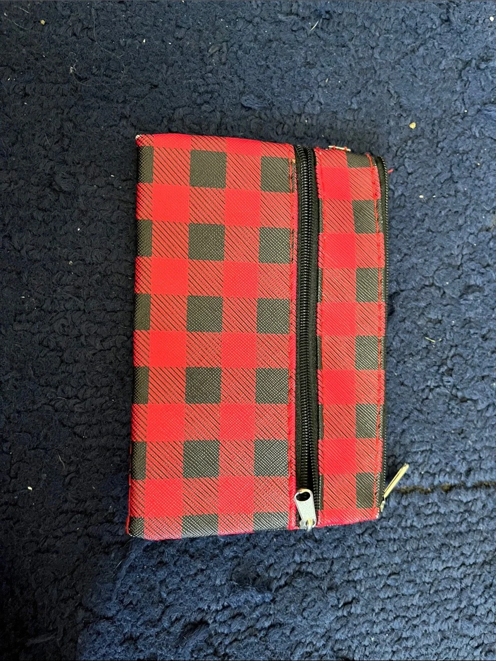 Red and Black Buffalo Plaid Zip Wallet